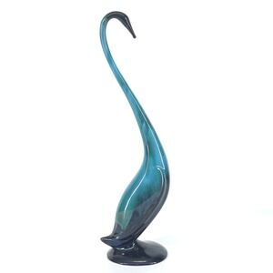 Vintage Blue Mountain Pottery Long Neck Swan 18.75" Tall Canadian Bird Art Glaze